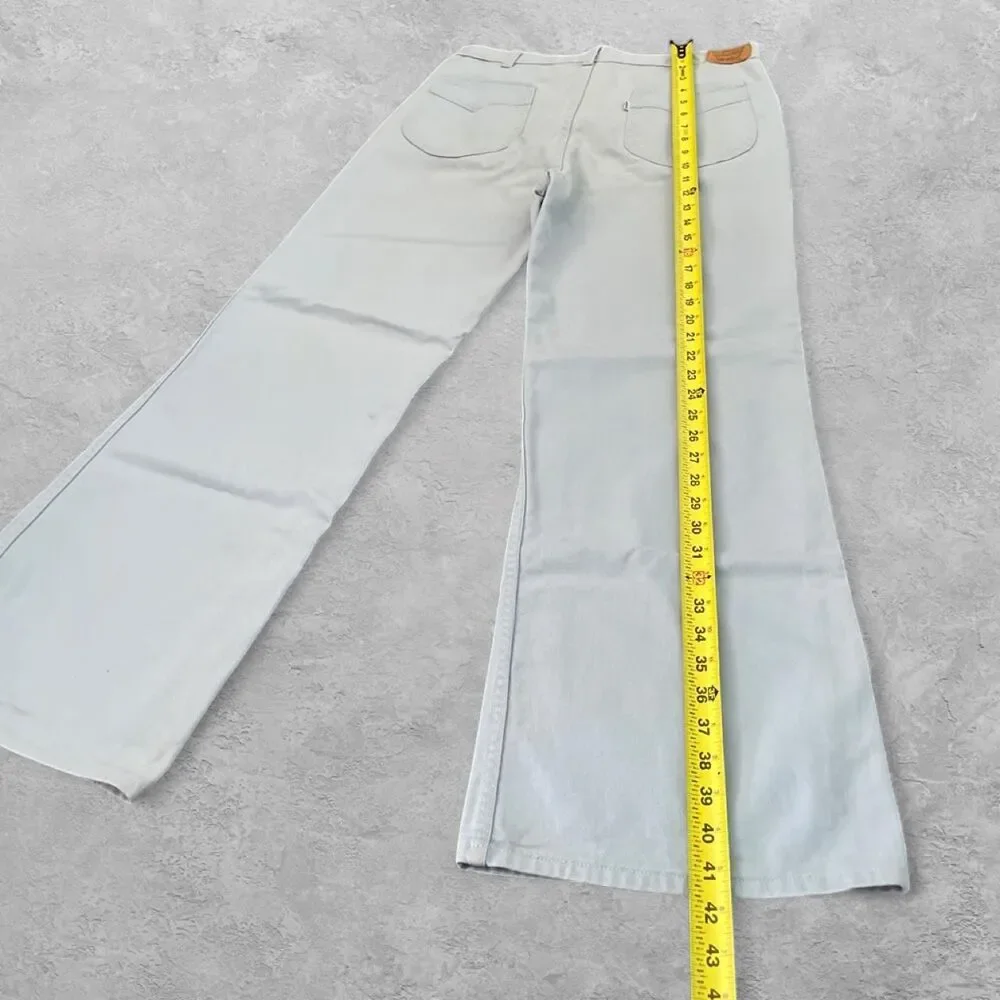 VTG 70s Levi's Light Blue Wide Leg Pants White Tab 33 SF 207 Cottagecore